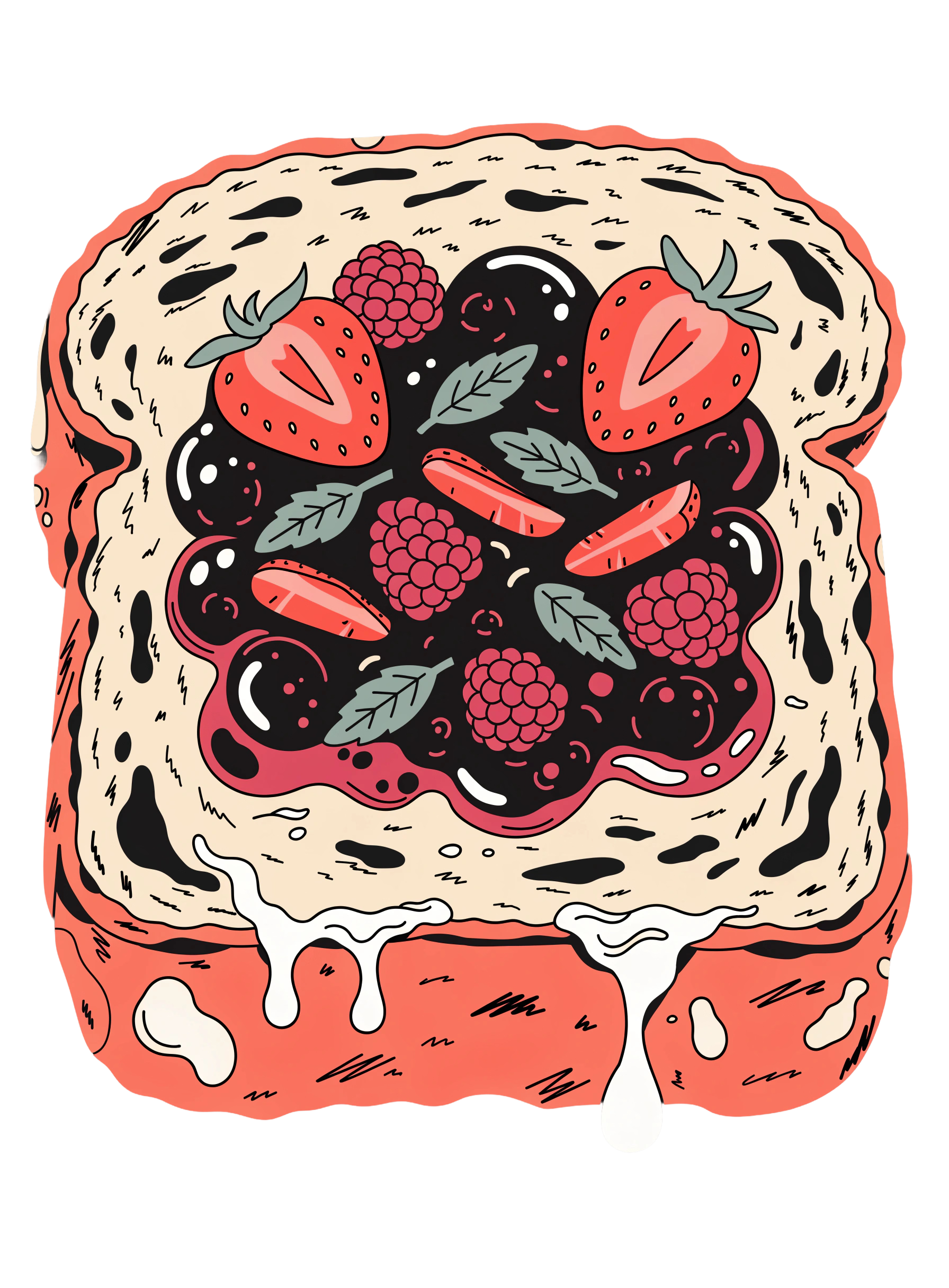 Illustration of toast topped with berry jam